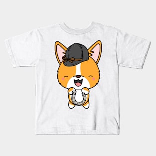 Funny Corgi is ready for horse riding Kids T-Shirt